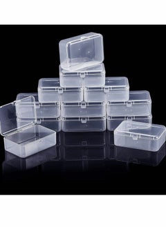KASTWAVE 12 Pack Clear Plastic Beads Storage Containers Box with Hinged Lid for Beads and More, Mini Plastic Storage Containers with Lids for Small Items and Other Craft Projects Rectangular  - Image 2