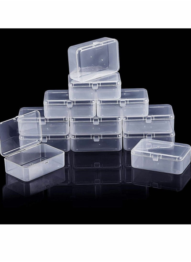 KASTWAVE 12 Pack Clear Plastic Beads Storage Containers Box with Hinged Lid for Beads and More, Mini Plastic Storage Containers with Lids for Small Items and Other Craft Projects Rectangular  - Image 2
