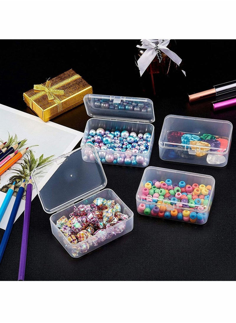 KASTWAVE - 12 Pack Clear Plastic Beads Storage Containers Box with Hinged Lid for Beads and More, Mini Plastic Storage Containers with Lids for Small Items and Other Craft Projects Rectangular - Image 1