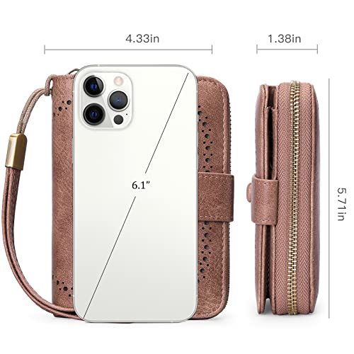 GAEKEAO Leather Credit Card Holder Wallet for Women RFID Blocking Large Capacity Bifold Zipper Card Case Organizer with Wristlet 32 Slots - Image 3