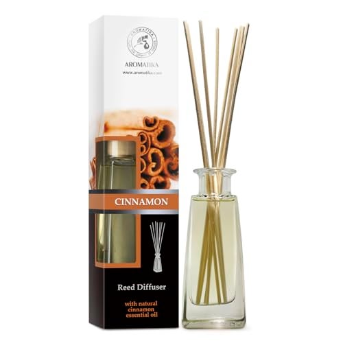 Aromatika Reed Diffuser Cinnamon 3.4 Fl Oz(100ml) - Room Diffuser with Cinnamon Essential Oil - Home Fragrance - Aromatherapy Air Freshener - Oil Diffuser - Scented Diffuser - Cinnamon Aroma - Image 1