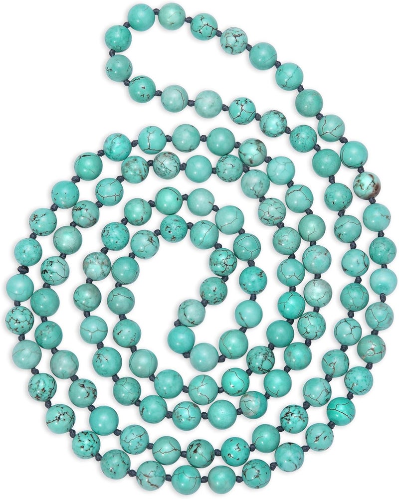 PEARLADA Long Turquoise Tiger Eye Beads Endless Necklaces Handmade Jewelry for Women 47.5" - Image 1
