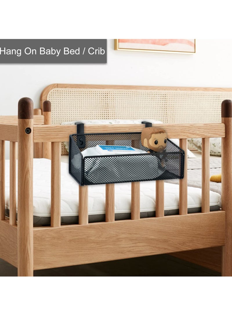 Cobest Bedside Caddy Hanging Storage Basket ,Beside Shelf Metal Organizer for Collage Dorm Bunk Bed,Hospital Bed,Baby Bed Bedroom ,for Magazine,Remote Control,Phone,Drinks (Black) - Image 4