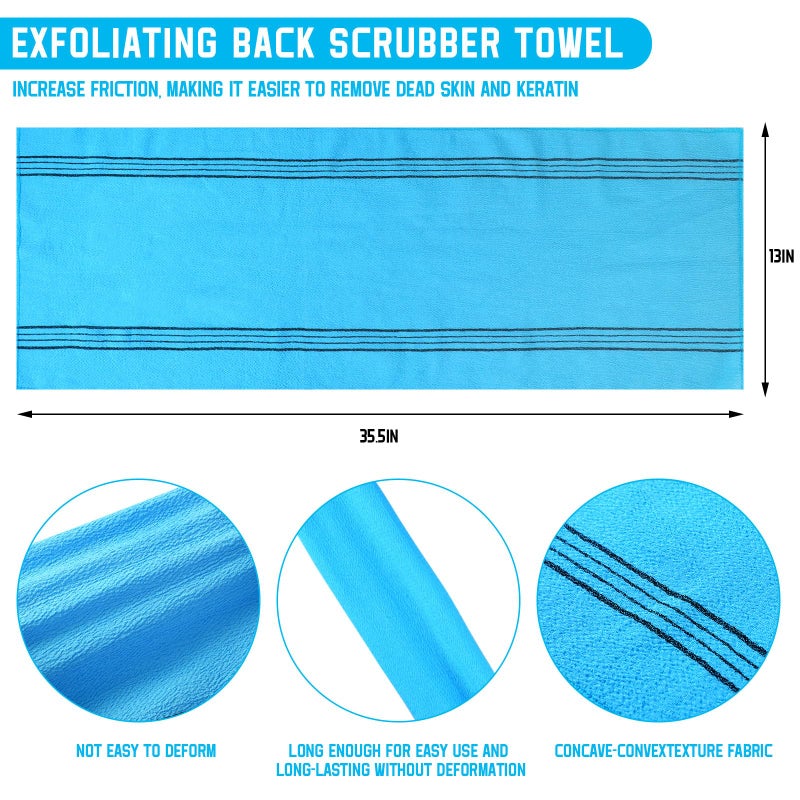 Tatuo 4 Pieces Korean Washcloth Exfoliating Long Japanese Korean Exfoliating Cloth Back Scrubber for Body Men Women Bath Towel Washcloth Dead Skin Remover(Multicolored) - Image 2