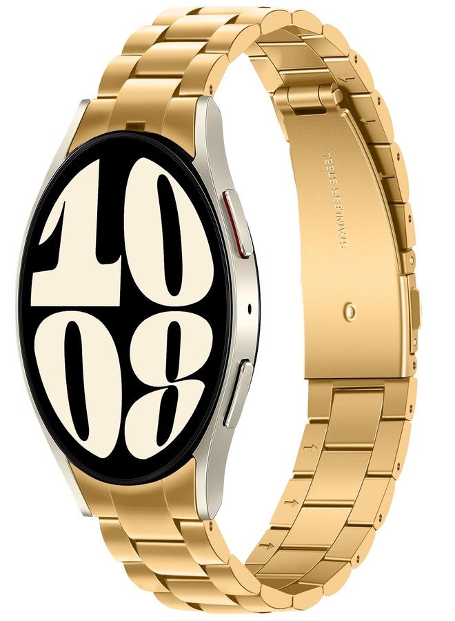 Anlinser No Gap Bands Compatible with Samsung Galaxy Watch 7/6/5/4/FE Band 44mm 40mm/Watch 6 Classic Band 47mm 43mm/Watch 5 Pro 45mm/Watch 4 Classic, 20mm Metal Strap for Women Men, Gold - Image 1