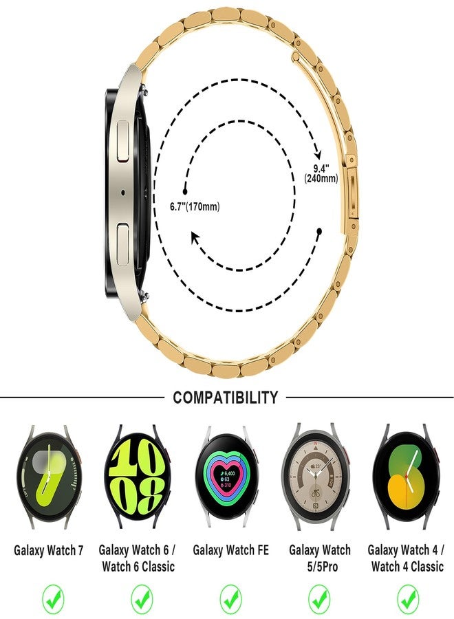 Anlinser No Gap Bands Compatible with Samsung Galaxy Watch 7/6/5/4/FE Band 44mm 40mm/Watch 6 Classic Band 47mm 43mm/Watch 5 Pro 45mm/Watch 4 Classic, 20mm Metal Strap for Women Men, Gold - Image 5