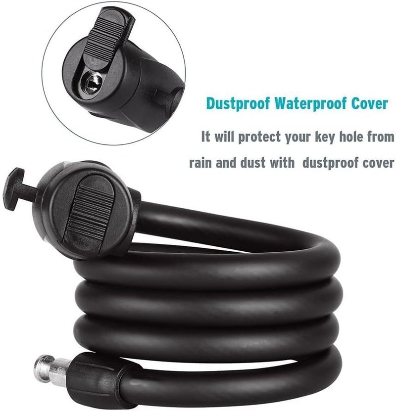 SYOSI Bike Lock, Bike Key Lock, Cable Steel Coiled Secure Lock with Integrated Key Lock, Mounting Bracket, for Bicycle Stroller Scooter Electric Cycle Outdoor, 1.2M (4 Feet), 1/2 Inch Diameter Global simple assemble options - Image 5