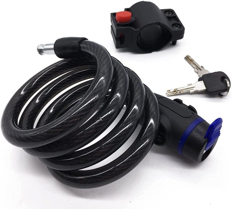 SYOSI Bike Lock, Bike Key Lock, Cable Steel Coiled Secure Lock with Integrated Key Lock, Mounting Bracket, for Bicycle Stroller Scooter Electric Cycle Outdoor, 1.2M (4 Feet), 1/2 Inch Diameter Global simple assemble options - Image 1