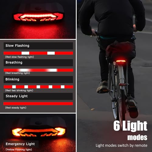 WSDCAM Bike Cargo Rack Tail Light with Turn Signals and Brake Light, Wireless Bike Horn Alarm, Auto On/Off USB C Rechargeable Bicycle Tail Light Rear Rack Bike Light Turn Signal Lights for Road Safety - Image 4