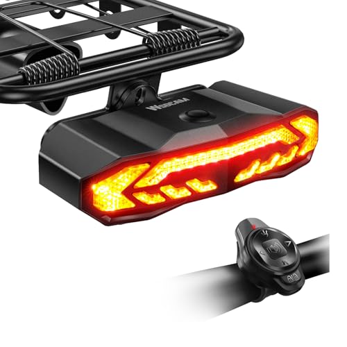 WSDCAM Bike Cargo Rack Tail Light with Turn Signals and Brake Light, Wireless Bike Horn Alarm, Auto On/Off USB C Rechargeable Bicycle Tail Light Rear Rack Bike Light Turn Signal Lights for Road Safety - Image 1