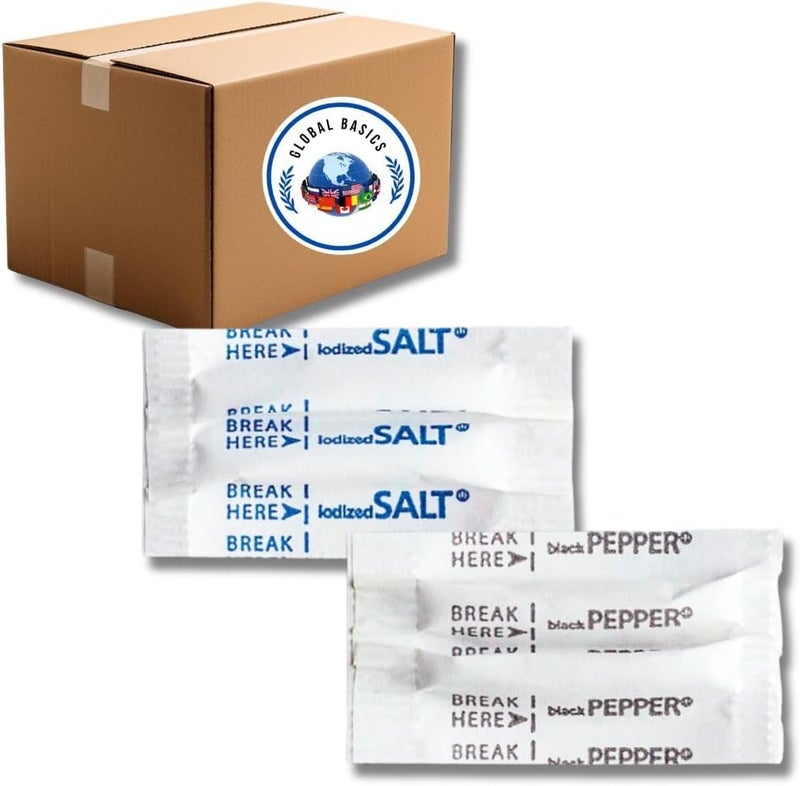 Global Basics Individual Salt and Pepper Packets  1500 Pairs of Salt and Pepper Packets Single Serve  3000 Total Salt and Black Pepper Portion Packets 3000 - Image 3