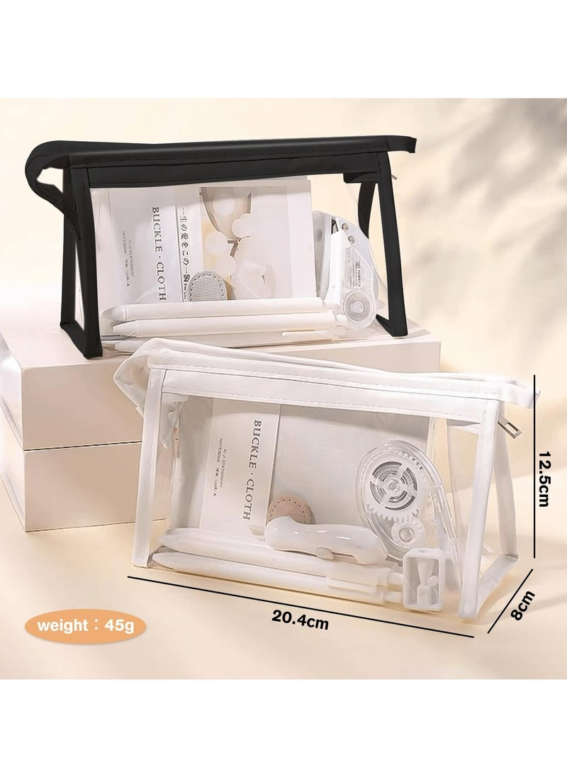 Oasisgalore Clear Triangular Pencil Case - Transparent PVC, Large Capacity (2 Pack)  - Image 2