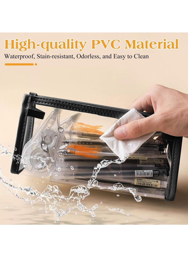Oasisgalore Clear Triangular Pencil Case - Transparent PVC, Large Capacity (2 Pack)  - Image 5