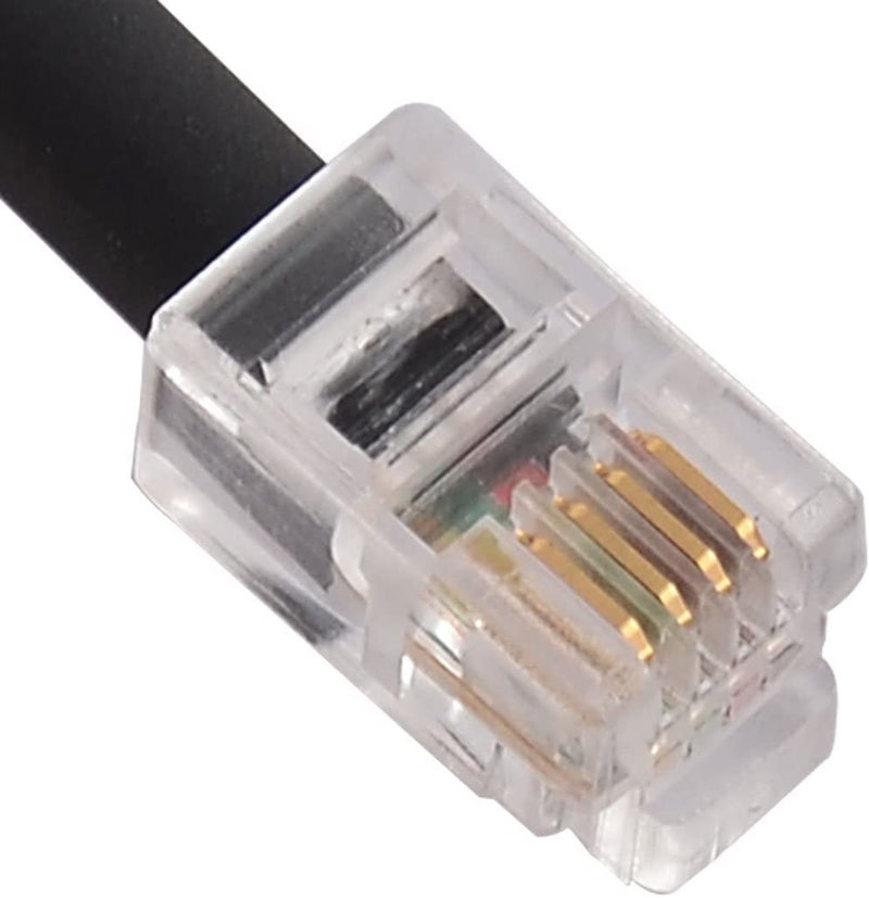 Plastic Coiled Telephone Cable 4P4C Adapter Connector For Fax Phone Line Black - Image 4