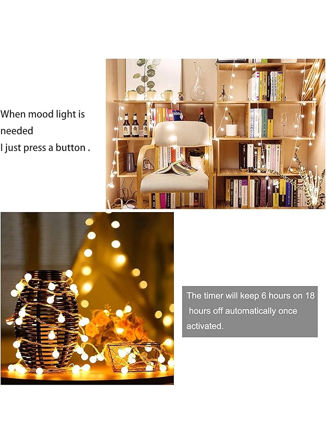 erorex 32Ft 80 Lights Outdoor String Lights Battery Operated Fairy Lights Sepak Takraw String Starry Lamp Decoration Lamp Warm White - Image 3