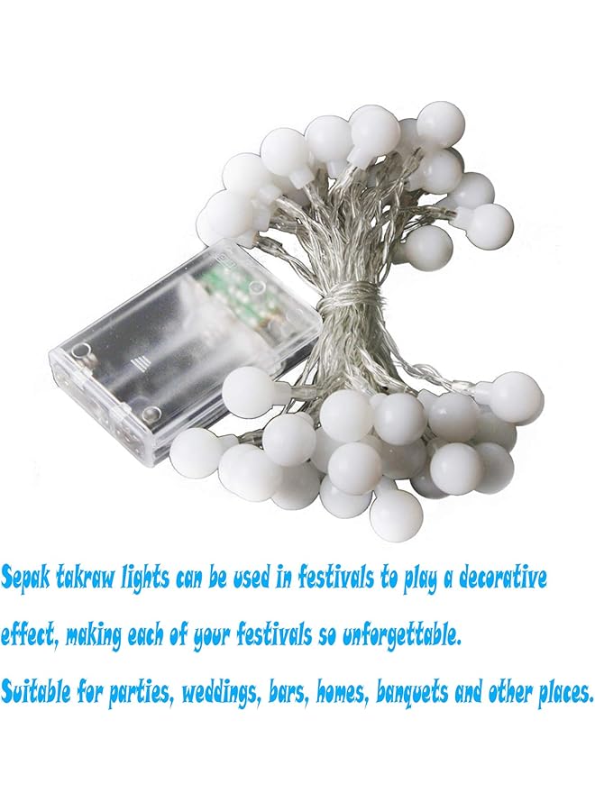 erorex 32Ft 80 Lights Outdoor String Lights Battery Operated Fairy Lights Sepak Takraw String Starry Lamp Decoration Lamp Warm White - Image 4