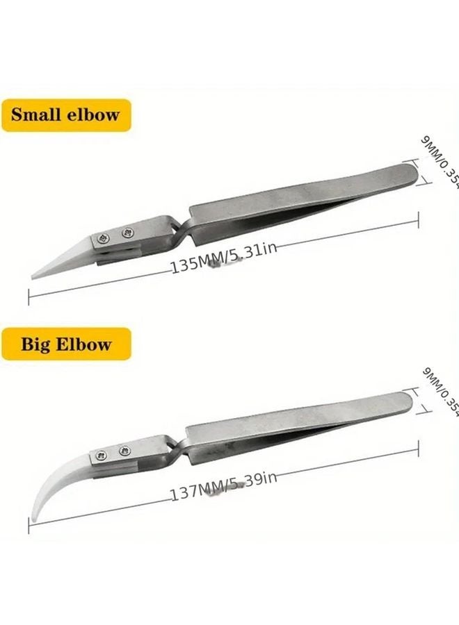Small Elbow Ceramic Straight Tip Electronic Soldering Tweezers Anti Static Acid Resistant - Image 4