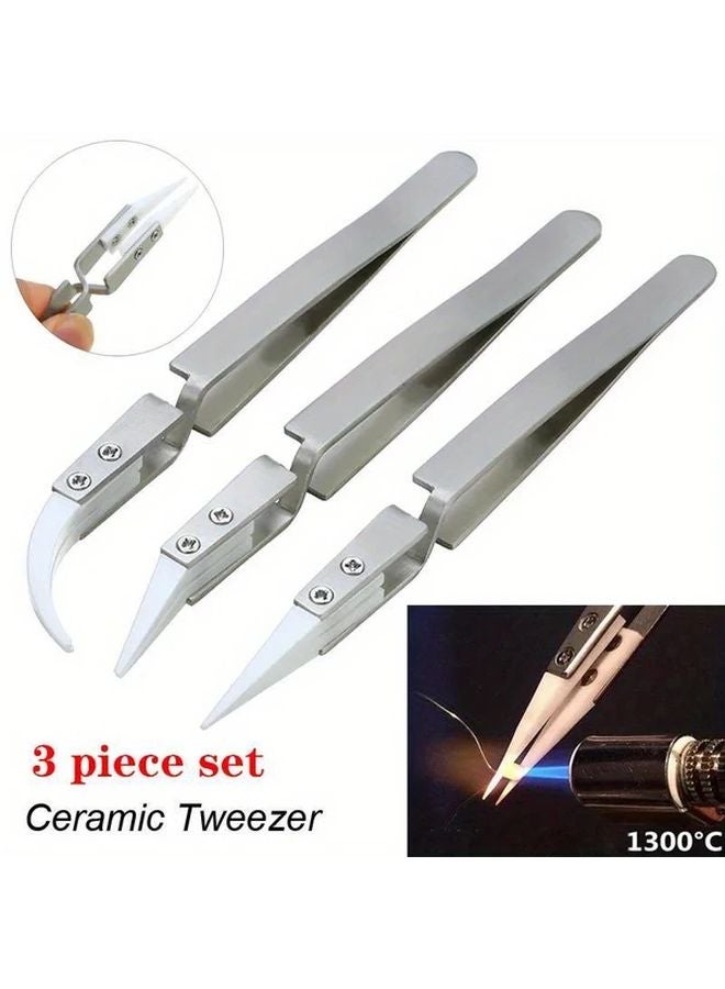 Small Elbow Ceramic Straight Tip Electronic Soldering Tweezers Anti Static Acid Resistant - Image 2