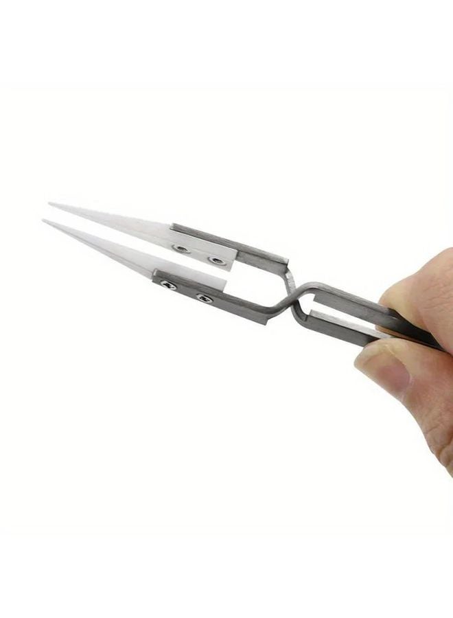 Small Elbow Ceramic Straight Tip Electronic Soldering Tweezers Anti Static Acid Resistant - Image 3