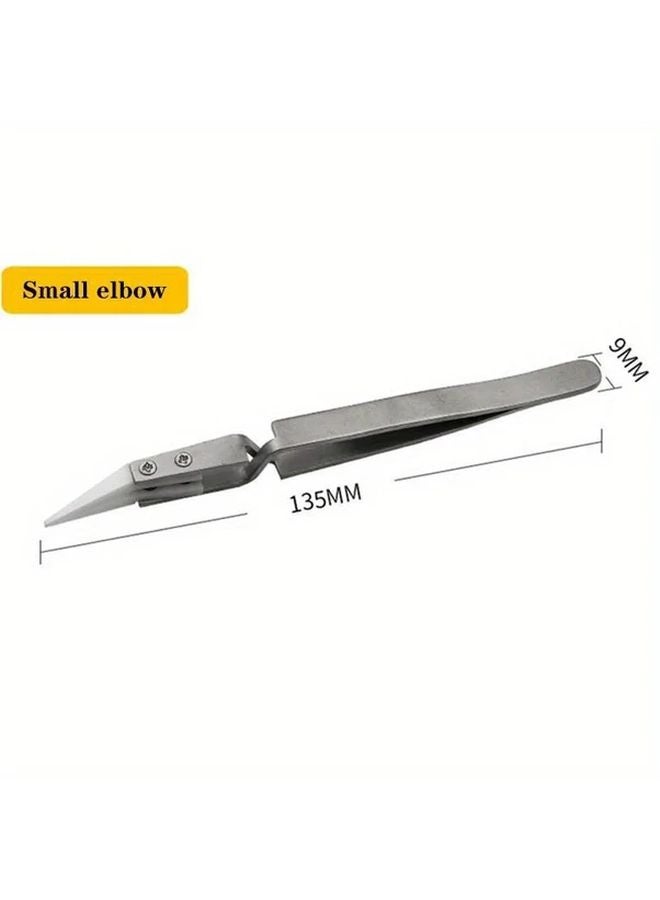 Small Elbow Ceramic Straight Tip Electronic Soldering Tweezers Anti Static Acid Resistant - Image 1