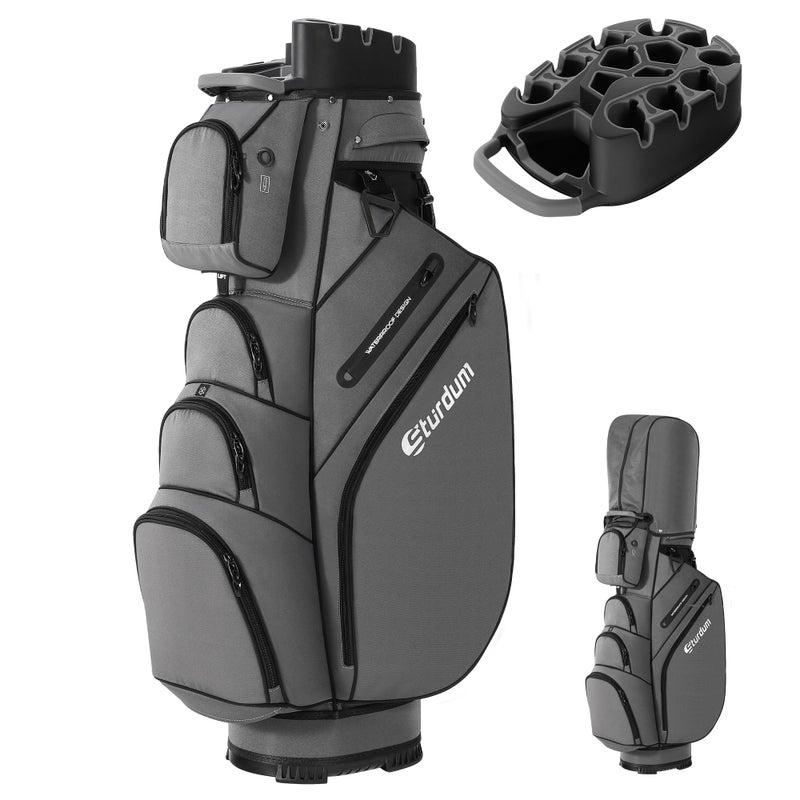 Sturdum T-Lock Golf Cart Bag, 14 Way Organizer Full Length Divider Top, Rigid Inner Shell, Silent Cart Bags for Men with Handles Ergonomic Padded Strap, Rain Cover - Image 1