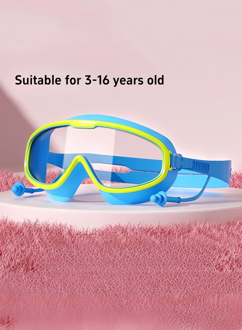 مجموعة نظارات سباحة مكونة من خمس قطع، نظارات سباحة مضادة للضباب، قبعة سباحة للشباب، نظارات سباحة للأطفال، نظارات سباحة كرتونية، نظارات سباحة للأطفال، نظارات غوص، غطاء أنف للسباحة - Image 3