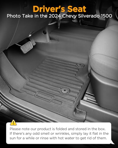 CarQiWireless for Chevy Silverado & GMC Sierra 1500/2500HD/3500HD 2019-2025 2026 Crew Cab (with 40-20-40 Bench Seat) Floor Mats Carpet Liner All Weather TPE Mats for Chevrolet Silverado 2020 2021 2022 2023 2024 - Image 3
