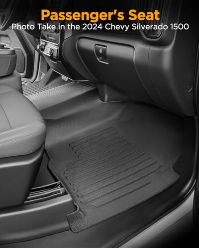 CarQiWireless for Chevy Silverado & GMC Sierra 1500/2500HD/3500HD 2019-2025 2026 Crew Cab (with 40-20-40 Bench Seat) Floor Mats Carpet Liner All Weather TPE Mats for Chevrolet Silverado 2020 2021 2022 2023 2024 - Image 4