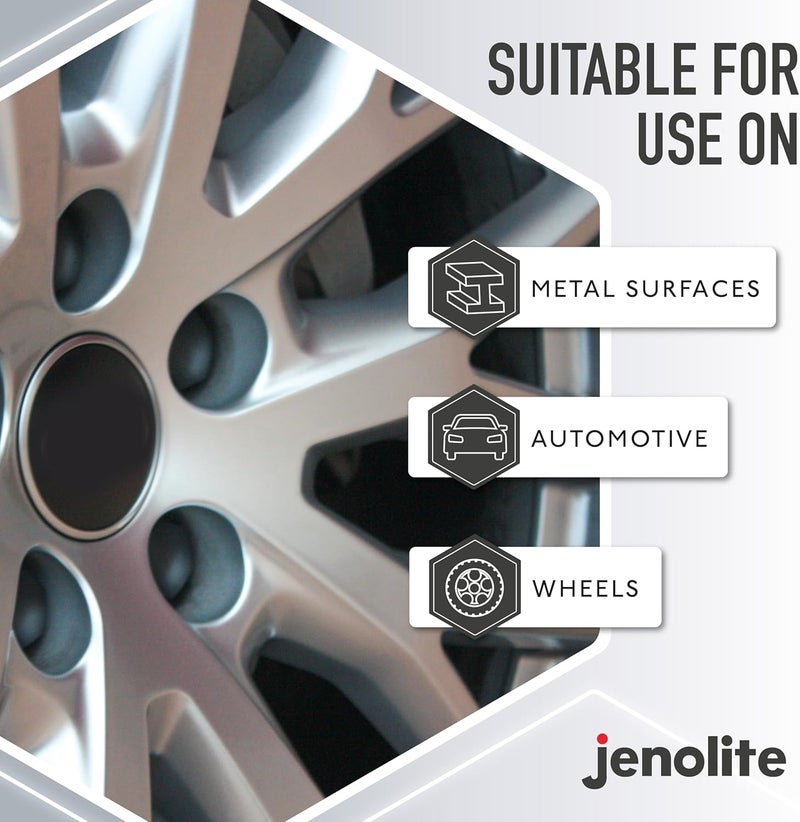 JENOLITE طلاء رش عجلات الألمنيوم الفضي JENOLITE | 400 مل | طلاء عجلات ألمنيوم فاخر | مقاوم للتآكل | استعادة وتجديد عجلات الألمنيوم جودة ثابتة - Image 2