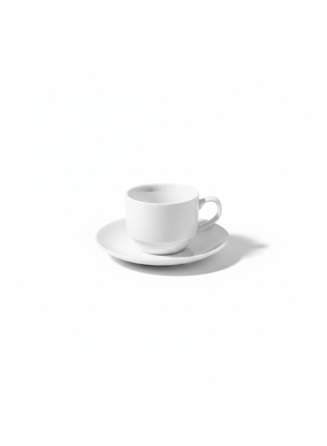 AKDC Elegant White Ceramic Cup & Saucer Set - Premium Porcelain Tea Coffee Serving - Image 1