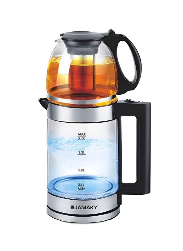 JAMAKY - Electric Double kettle 0.8L+ 2L - High borosilicate glass housing 1800W + 500w ,  with Italian technology - Image 1