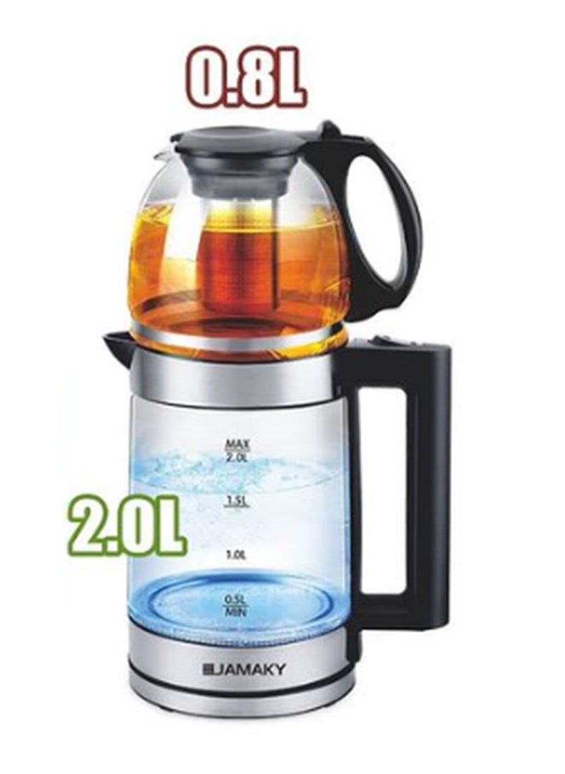 JAMAKY - Electric Double kettle 0.8L+ 2L - High borosilicate glass housing 1800W + 500w ,  with Italian technology - Image 1