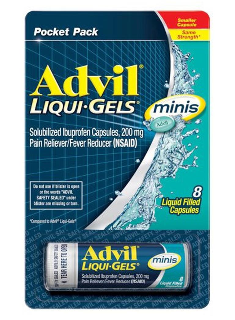 Advil ليكو-جيلز مينيز مسكن للألم وخافض للحرارة، دواء للألم للبالغين مع إيبوبروفين 200 ملغ لتخفيف الألم - 8 كبسولات سائلة - Image 1