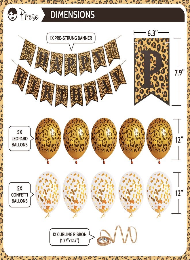 Pirese Cheetah Happy Birthday Banner - Cheetah Birthday Decorations, Leopard Party Decor, Safari Theme Party Supplies, Animal Print Party - Image 3