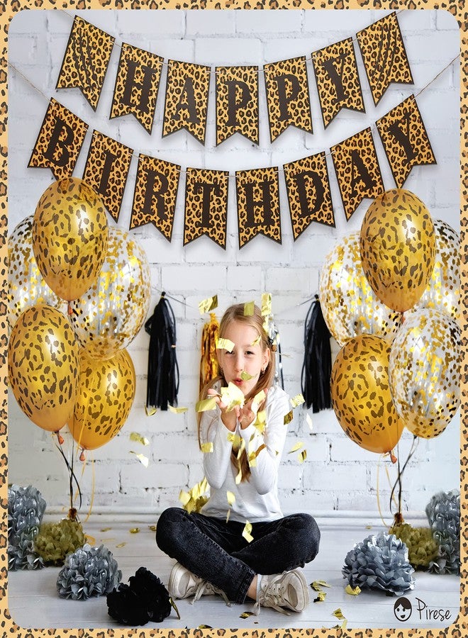 Pirese Cheetah Happy Birthday Banner - Cheetah Birthday Decorations, Leopard Party Decor, Safari Theme Party Supplies, Animal Print Party - Image 5