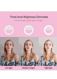 ELTRAZONE Selfie Ring Light , Rechargeable Portable Clip-On Phone LED Ring Light- 4 Colours Camera Light - Phone Photography Camera Selfie Light- Girls Make Up Ring Light (Pink 90mins)  - Image 2