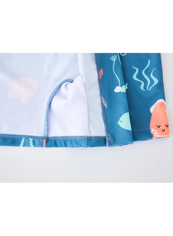 UMELOK Baby Boy Swimwear Infant Bathing Suit Rash Guard Swimwear UPF 50+ Sun Protection Swimsuit Rashguard Sunsuit Blue, Marine animals-12-18M - Image 2