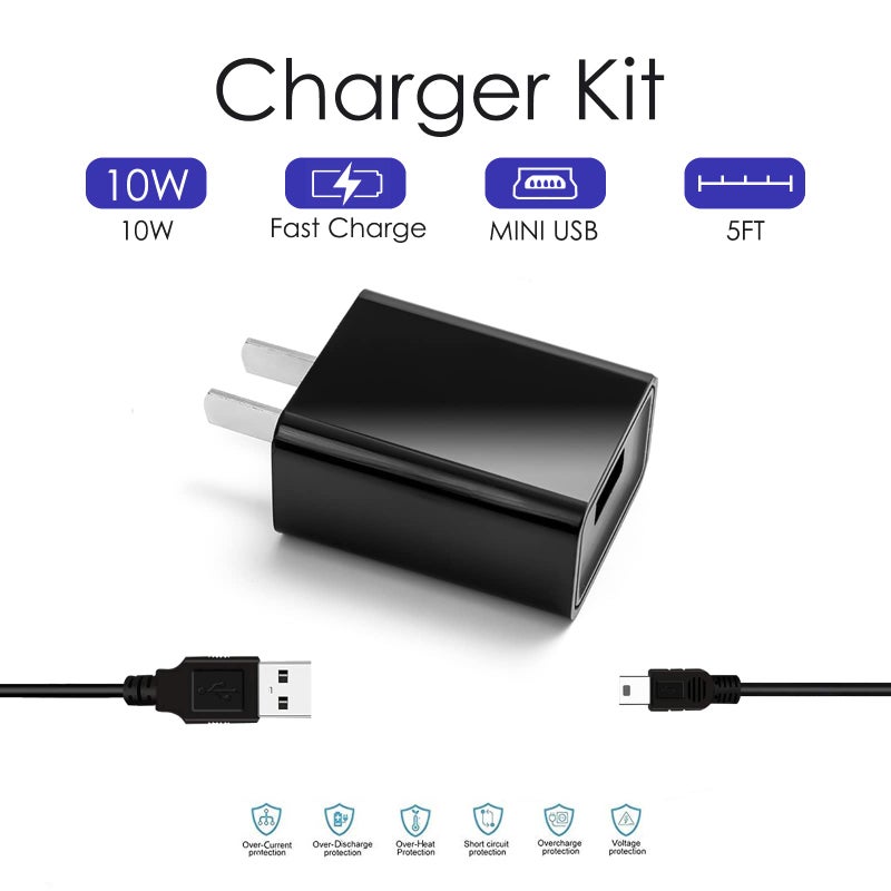 WZHENB 5V Wall Fast Charger & 5FT mini-USB Charging Cable Power Cord for Garmin Drive Smart Nuvi gps 40 42LM 44 52LM 54LM 55 56 57 57LM 58 65LM 66 67 68LM 205w 250 255w 256w,Speaker,Phone,MP3,Camera,Dash Cam - Image 2