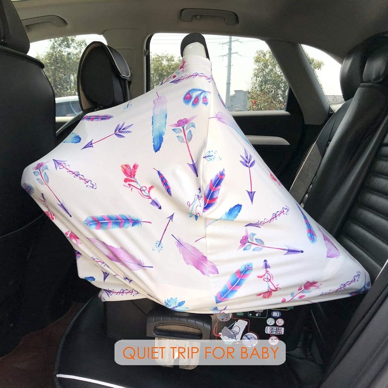 Hicoco Car Seat Covers for Babies - Carseat Canopy, Multi-use Breastfeeding Covers, Girls and Boys Baby Shower Gifts - Image 5