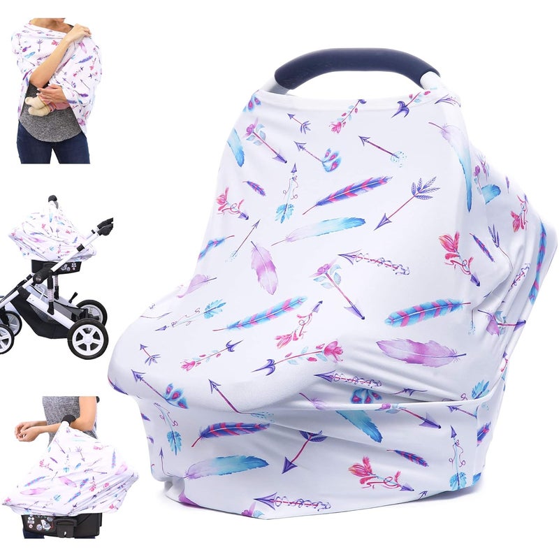 Hicoco Car Seat Covers for Babies - Carseat Canopy, Multi-use Breastfeeding Covers, Girls and Boys Baby Shower Gifts - Image 1