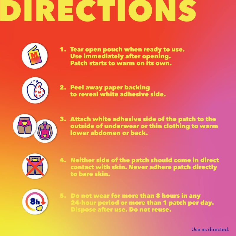 Midol Heat Vibes Menstrual Pain Relief Patches, for Period Cramp and Backache Relief, Pack of 3 - Image 5