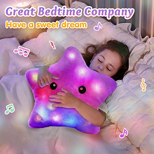 BSTAOFY 13 LED Musical Twinkle Star Glow Lullaby Nightlight Stuffed Animals Light up Toys Afraid of Dark Singing Birthday Valentines Christmas for Toddlers Purple - Image 5