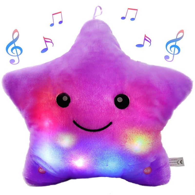 BSTAOFY 13 LED Musical Twinkle Star Glow Lullaby Nightlight Stuffed Animals Light up Toys Afraid of Dark Singing Birthday Valentines Christmas for Toddlers Purple - Image 3