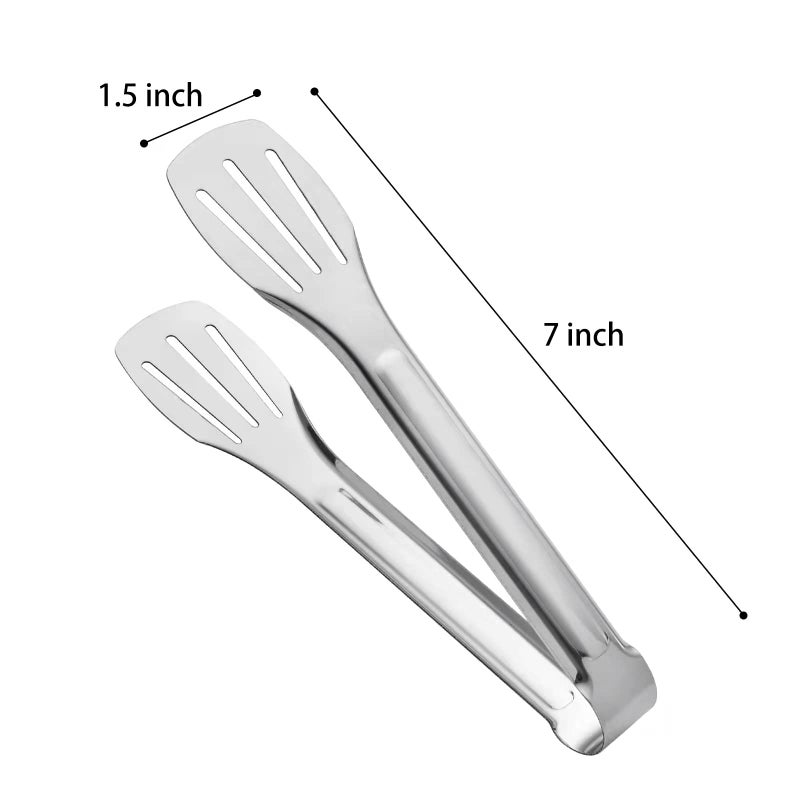 JXHAPY Serving Tong Kitchen Tongs,Buffet Tongs, Stainless Steel Food Tong Serving Tong,small tongs 6 Pack (7 Inch) - Image 2