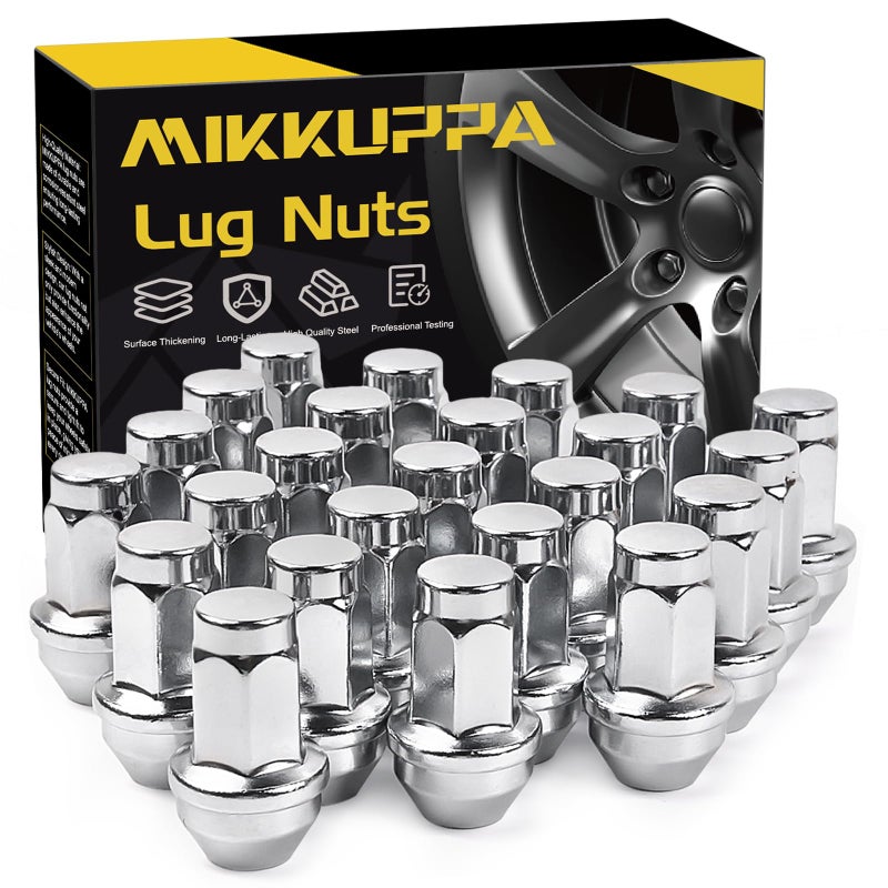 MIKKUPPA M14x2.0 Lug Nuts - Replacement for 2003-2014 Ford F150 Expedition Lincoln Navigator Factory Wheels - 24pcs 13/16 Hex 2 Inch Chrome OEM Factory Style Large Acorn Seat Lug Nuts - Image 1