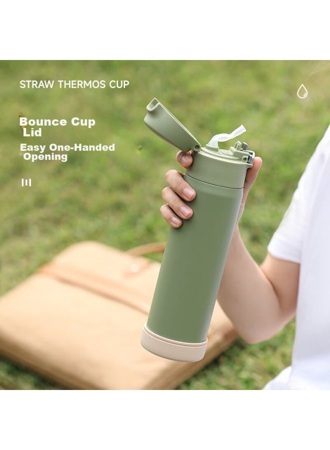 Peacock Pea Insulated Tumbler With Straw, Stylish Stainless Steel Portable Water Bottle For Pregnant Women, Ladies, Students And Childre - Image 2