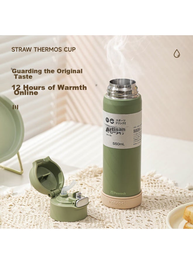 Peacock Pea Insulated Tumbler With Straw, Stylish Stainless Steel Portable Water Bottle For Pregnant Women, Ladies, Students And Childre - Image 5