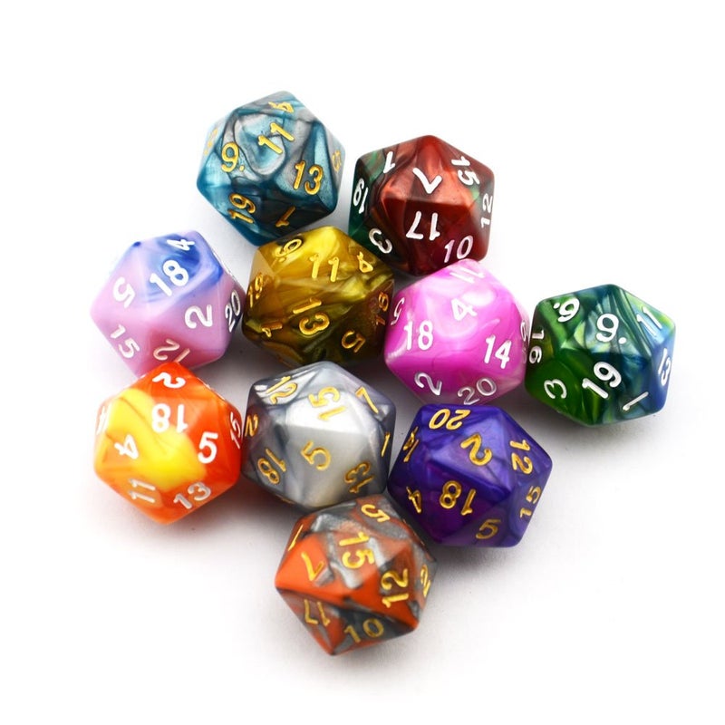 Smartdealspro سمارت ديلز برو 10 عبوة نرد ثنائي اللون 20 وجه لنرد D20 متعدد الأوجه لألعاب الطاولة DND RPG MTG - Image 2