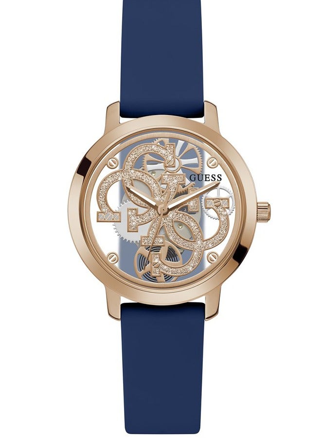 GUESS Watch for Women, Quartz Movement, Analog Display, Blue Silicone Strap-GW0452L1 - Image 1