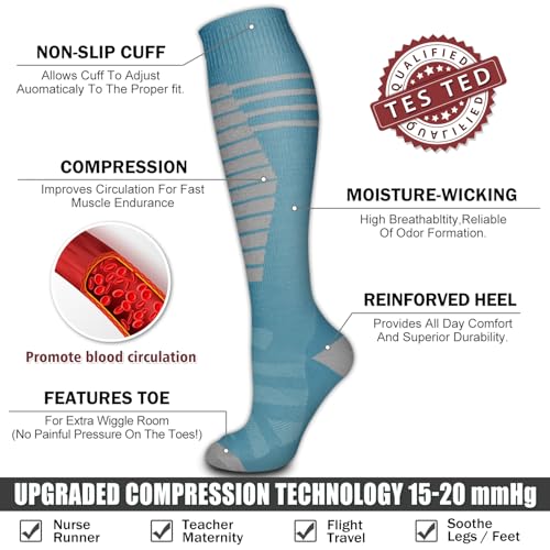 Bluemaple 6 Pack Copper Compression Socks for Women and Men Circulation-Best Support for Medical, Running,Nursing,Athletic - Image 5